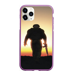 Чехол iPhone 11 Pro матовый Солдат на закате