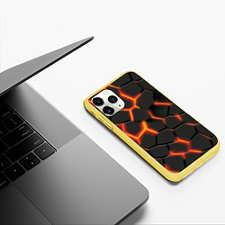 Чехол iPhone 11 Pro матовый Разлив лавы, цвет: 3D-желтый — фото 2