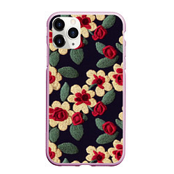 Чехол iPhone 11 Pro матовый Эффект яркой вышивки, цвет: 3D-розовый