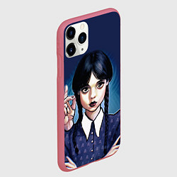 Чехол iPhone 11 Pro матовый Дочь Аддамсов - Уэнсдэй с рукой, цвет: 3D-малиновый — фото 2