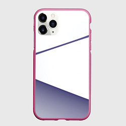 Чехол iPhone 11 Pro матовый Абстрактный белый и фиолетовый паттерн, цвет: 3D-малиновый