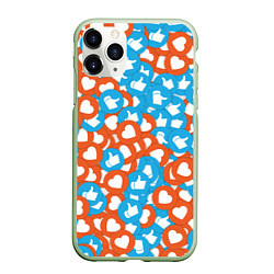Чехол iPhone 11 Pro матовый Лайки, цвет: 3D-салатовый