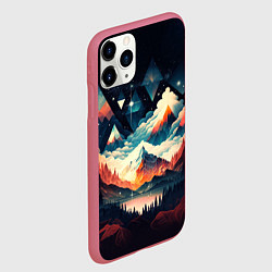 Чехол iPhone 11 Pro матовый Футуризм горы, цвет: 3D-малиновый — фото 2