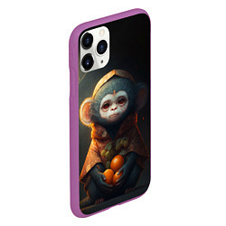 Чехол iPhone 11 Pro матовый Милый зверёк в оранжевом костюме, цвет: 3D-фиолетовый — фото 2