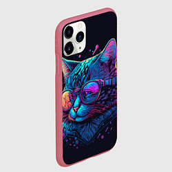 Чехол iPhone 11 Pro матовый Кот неоновый, цвет: 3D-малиновый — фото 2
