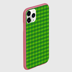 Чехол iPhone 11 Pro матовый Шотландка зеленая крупная, цвет: 3D-малиновый — фото 2