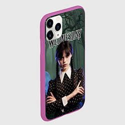 Чехол iPhone 11 Pro матовый Уэнсдэй из семейки Аддамс, цвет: 3D-фиолетовый — фото 2