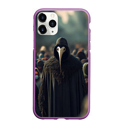 Чехол iPhone 11 Pro матовый Чумной доктор в толпе