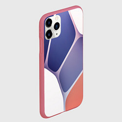 Чехол iPhone 11 Pro матовый Узор из синих, фиолетовых, белых и оранжевых камне, цвет: 3D-малиновый — фото 2