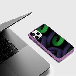 Чехол iPhone 11 Pro матовый Яркие полосы на темном фоне, цвет: 3D-фиолетовый — фото 2