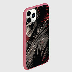 Чехол iPhone 11 Pro матовый Череп самурая, цвет: 3D-малиновый — фото 2