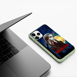 Чехол iPhone 11 Pro матовый Уэнсдэй полнолуние, цвет: 3D-салатовый — фото 2