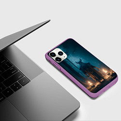 Чехол iPhone 11 Pro матовый Викинг в тёмном лесу, цвет: 3D-фиолетовый — фото 2