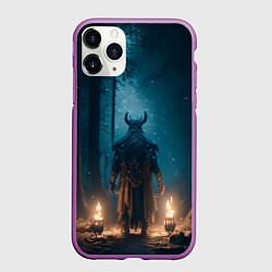 Чехол iPhone 11 Pro матовый Викинг в тёмном лесу