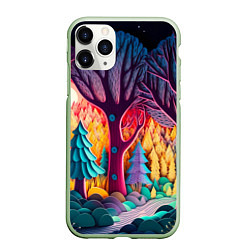 Чехол iPhone 11 Pro матовый Сказочный лес на закате солнца