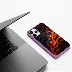 Чехол iPhone 11 Pro матовый Огненный орнамент с языками пламени, цвет: 3D-фиолетовый — фото 2