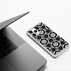 Чехол iPhone 11 Pro матовый Абстрактный геометрический узор на тему техники, цвет: 3D-белый — фото 2