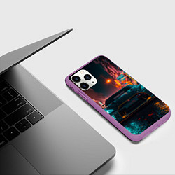 Чехол iPhone 11 Pro матовый GTR в ночном городе, цвет: 3D-фиолетовый — фото 2