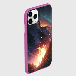 Чехол iPhone 11 Pro матовый Звезды над природным пейзажем, цвет: 3D-фиолетовый — фото 2