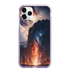 Чехол iPhone 11 Pro матовый Галактика как ночное небо над пейзажем, цвет: 3D-светло-сиреневый