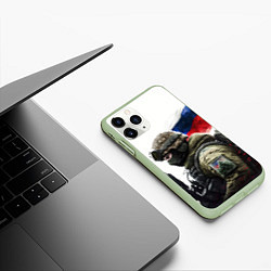 Чехол iPhone 11 Pro матовый Русский воин патриот, цвет: 3D-салатовый — фото 2