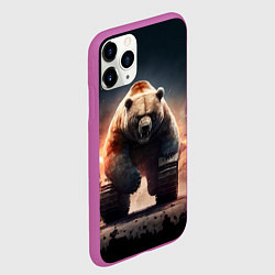 Чехол iPhone 11 Pro матовый Медведь-танк, цвет: 3D-фиолетовый — фото 2