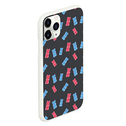 Чехол iPhone 11 Pro матовый Паттерн с мишкамиишками на темном фоне, цвет: 3D-белый — фото 2