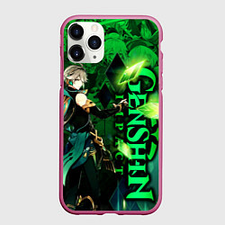 Чехол iPhone 11 Pro матовый Аль-Хайтам - genshin impact, цвет: 3D-малиновый