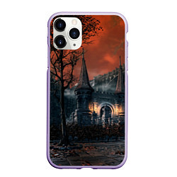 Чехол iPhone 11 Pro матовый Bloodborne пейзаж, цвет: 3D-светло-сиреневый