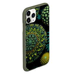 Чехол iPhone 11 Pro матовый Абстрактный растительный арт нейросети, цвет: 3D-темно-зеленый — фото 2
