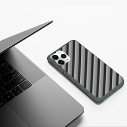 Чехол iPhone 11 Pro матовый Полоса объемная, цвет: 3D-темно-зеленый — фото 2