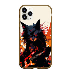 Чехол iPhone 11 Pro матовый Black rocker cat on a light background - C-Cats co, цвет: 3D-коричневый