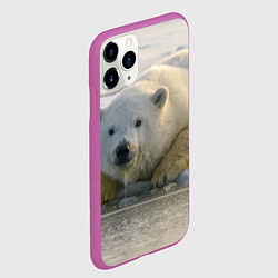 Чехол iPhone 11 Pro матовый Белый медведь ожидает, цвет: 3D-фиолетовый — фото 2
