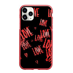 Чехол iPhone 11 Pro матовый Паттерн любовь, цвет: 3D-красный