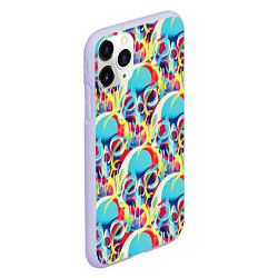 Чехол iPhone 11 Pro матовый Черепа кислотный узор, цвет: 3D-светло-сиреневый — фото 2