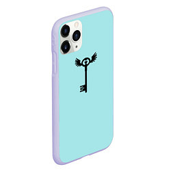 Чехол iPhone 11 Pro матовый Ключик к замочку голубой, цвет: 3D-светло-сиреневый — фото 2
