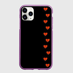 Чехол iPhone 11 Pro матовый Дорожка разбитых сердец - темный, цвет: 3D-фиолетовый