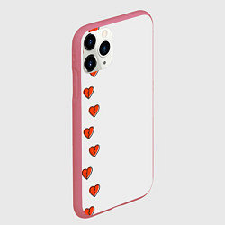 Чехол iPhone 11 Pro матовый Дорожка разбитых сердец - светлый, цвет: 3D-малиновый — фото 2
