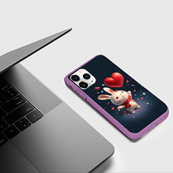 Чехол iPhone 11 Pro матовый Кролик с шариком, цвет: 3D-фиолетовый — фото 2