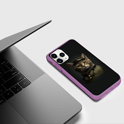 Чехол iPhone 11 Pro матовый Генерал мяу, цвет: 3D-фиолетовый — фото 2