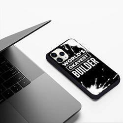 Чехол iPhone 11 Pro матовый Worlds okayest builder - dark, цвет: 3D-черный — фото 2