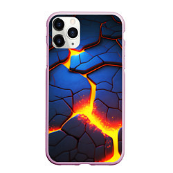 Чехол iPhone 11 Pro матовый Яркая неоновая лава, разломы, цвет: 3D-розовый