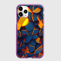 Чехол iPhone 11 Pro матовый Плитки со свечением, цвет: 3D-фиолетовый