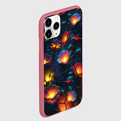 Чехол iPhone 11 Pro матовый Светящиеся цветы, цвет: 3D-малиновый — фото 2