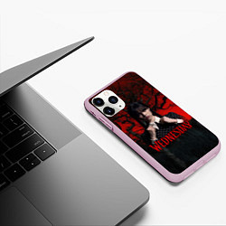 Чехол iPhone 11 Pro матовый Wednesday в лесу, цвет: 3D-розовый — фото 2