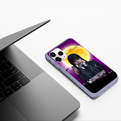 Чехол iPhone 11 Pro матовый Уэнсдэй полнолуние, цвет: 3D-светло-сиреневый — фото 2