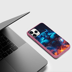 Чехол iPhone 11 Pro матовый Накаченный бык, цвет: 3D-малиновый — фото 2