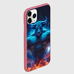 Чехол iPhone 11 Pro матовый Накаченный бык, цвет: 3D-малиновый — фото 2