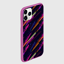 Чехол iPhone 11 Pro матовый Глитч полосы, цвет: 3D-фиолетовый — фото 2