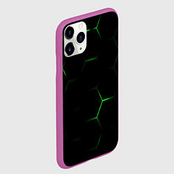 Чехол iPhone 11 Pro матовый Соты бронированный стиль, цвет: 3D-фиолетовый — фото 2